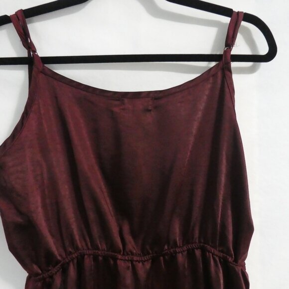 IVY | medium | Burgundy Spaghetti Strap Maxi Dress | Slit Skirt Bottom Side - Picture 10 of 15